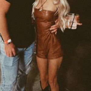 Superdown faux leather romper